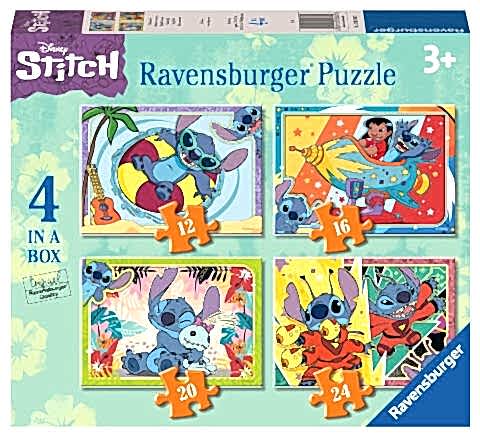 4 Puzzle Tek Kutuda Disney Stitch 12/16/20/24