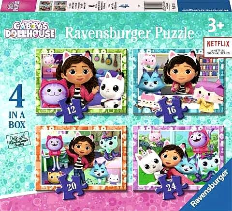 4 Puzzle Tek Kutuda Gabby's Dollhouse 12/16/20/24