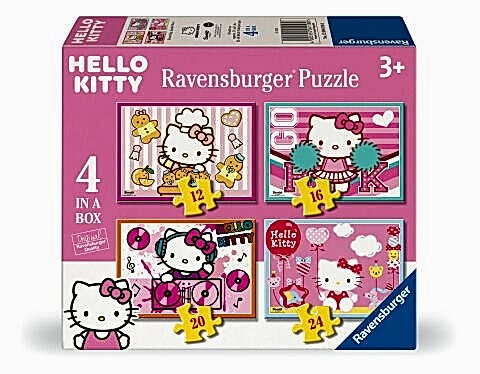 4 Puzzle Tek Kutuda Hello Kitty 12/16/20/24