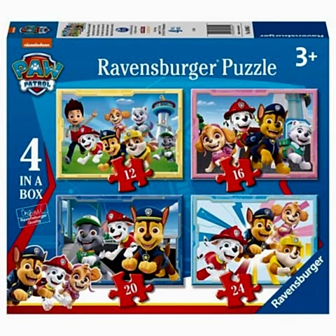 4 Puzzle Tek Kutuda Paw Patrol 12/16/20/24