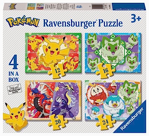4 Puzzle Tek Kutuda Pokemon 12/16/20/24