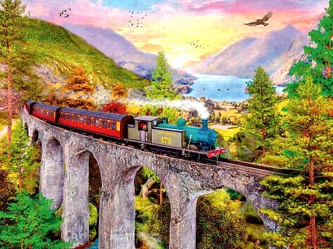 1500p Puzzle Köprüde Tren