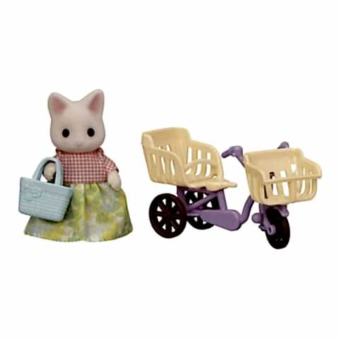 Çiçekli Kedi Anne ve Bisiklet