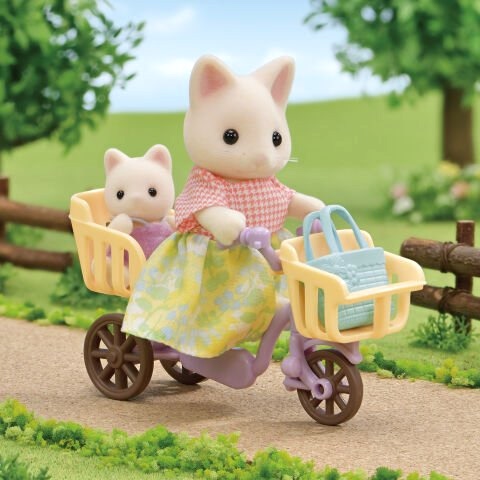 Çiçekli Kedi Anne ve Bisiklet